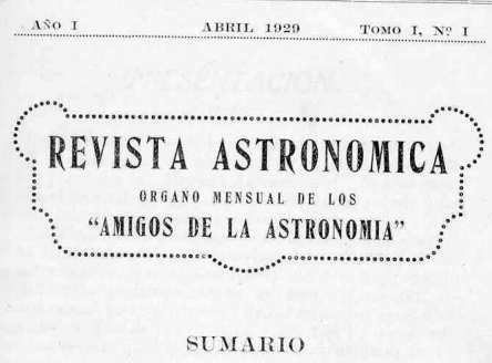 Portada de la Revista Astronómica